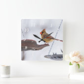 女性(鳥)ショウジョウコウカンチョウランチタイムウォールクロック スクエア壁時計 (ホーム)