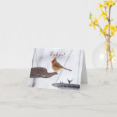 女性（鳥）ショウジョウコウカンチョウランチタイムサンキューカード カード (黄色い花)