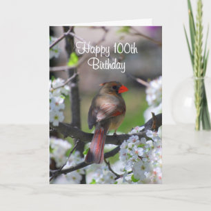 女性(鳥)ショウジョウコウカンチョウ100誕生日 カード