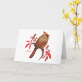 女性(鳥)ショウジョウコウカンチョウ カード (黄色い花)