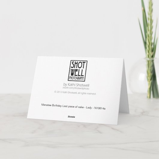 女性- 5x7マナティーの誕生日の最後の簡単な仕事 カード (裏面)