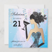 女性| DIY名前及び年齢のための誕生会 招待状 (正面)