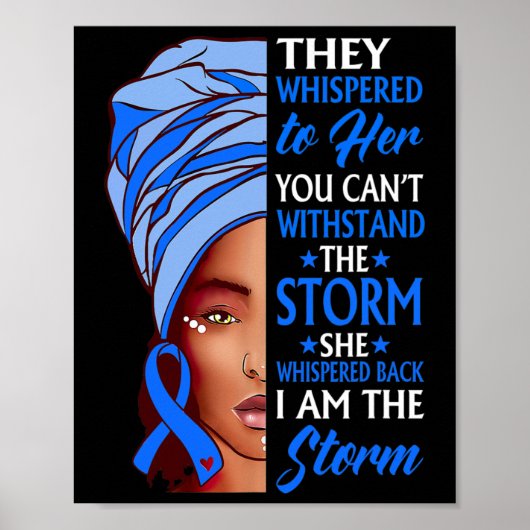 女性Afro I Am The Storm Hydrocephalus認識度 ポスター (正面)