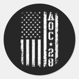 女性Aoc 2028米国国旗Vネック ラウンドシール