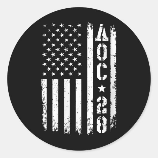 女性Aoc 2028米国国旗Vネック ラウンドシール (正面)