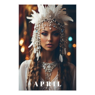 *~女性AP53ボホ4月誕生日ダイヤモンド フォトプリント