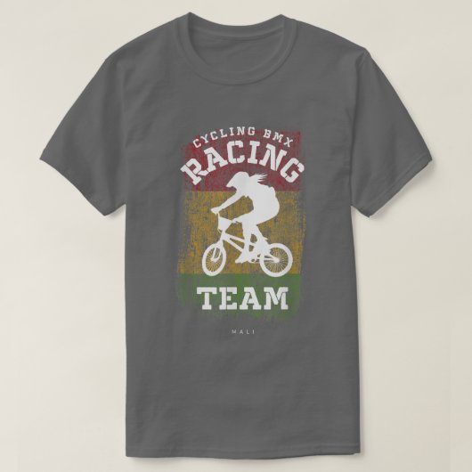 女性BMXバイクマリ国旗サイクリングサイクリングレースBM Tシャツ (デザイン正面)