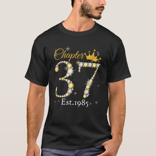 女性Chapter 37 EST 1985 37歳37誕生 Tシャツ (正面)