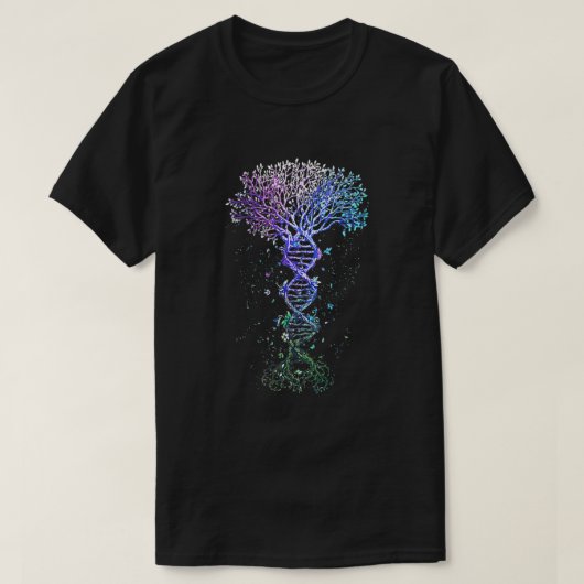 女性DNAツリーライフアース遺伝学生物学者 Tシャツ (デザイン正面)