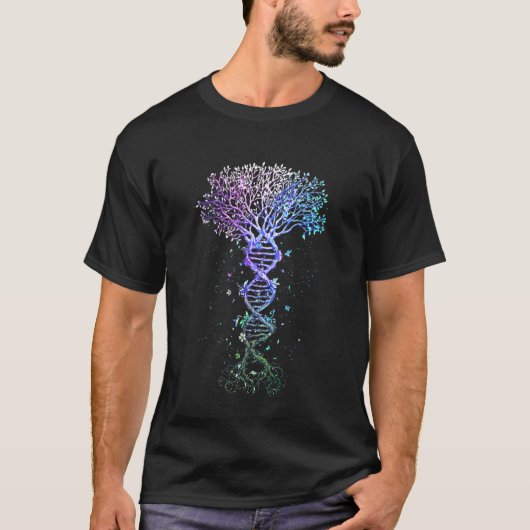 女性DNAツリーライフアース遺伝学生物学者 Tシャツ (正面)