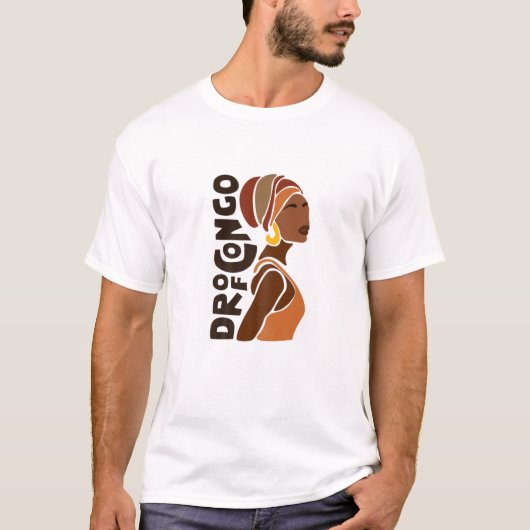 女性DRCコンゴ民主共和国アフリカのヘリット Tシャツ (正面)