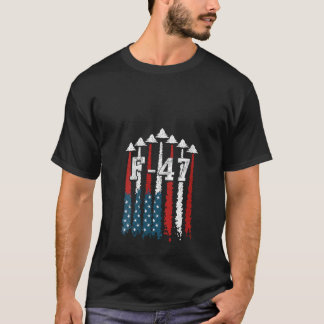 女性F47戦闘機ジェットエアショーアメリカ国旗Airc Tシャツ