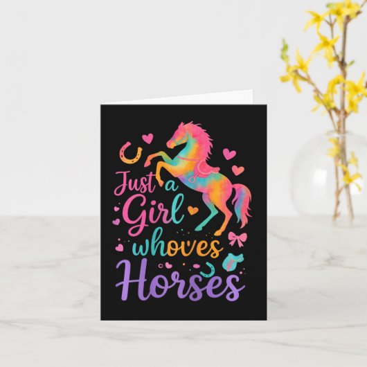 女性Gに乗って馬の贈り物を愛しているだけの女の子 カード (黄色い花)