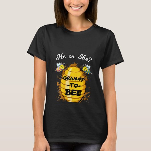 女性Heまたは彼女のグラミーBeeジェンダーベビー明かす Tシャツ (正面)