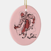 女性IスキーTシャツおよびギフト セラミックオーナメント (右)