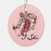女性IスキーTシャツおよびギフト セラミックオーナメント (左)