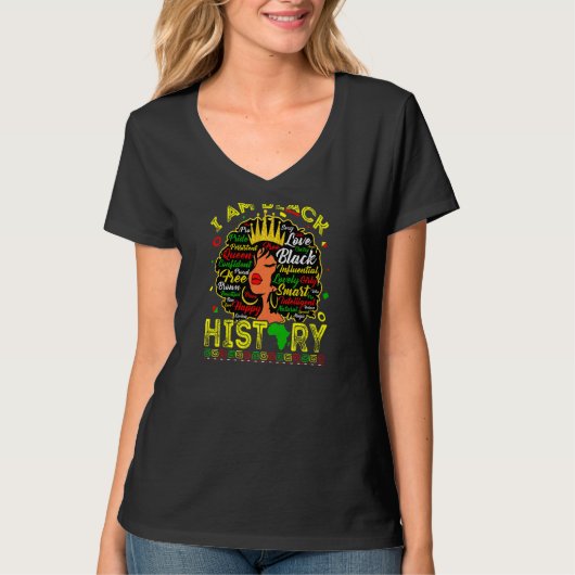 女性I Am Black History Month African American P Tシャツ (正面)