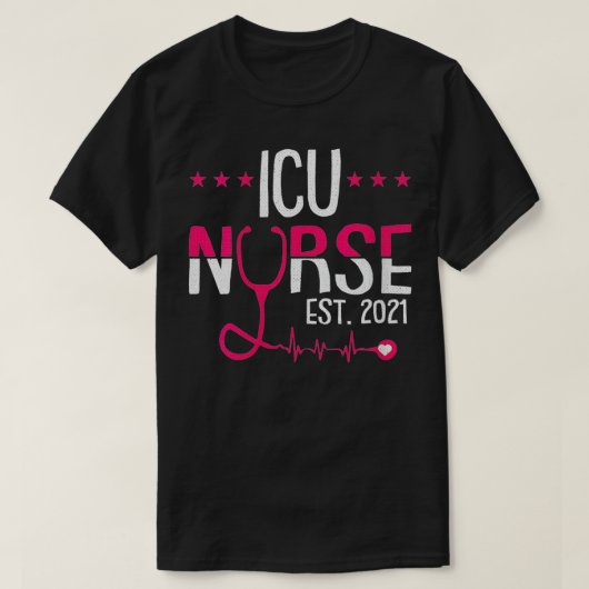 女性ICUナースEst 2021登録看護RN Gr Tシャツ (デザイン正面)