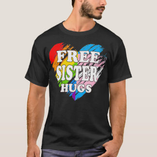 女性LGBTQフリー姉妹ハグゲイプライドLGBTアリー Tシャツ