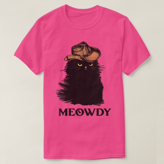 女性MeowとハウディMのための女性Meody Black cas Tシャツ (デザイン正面)