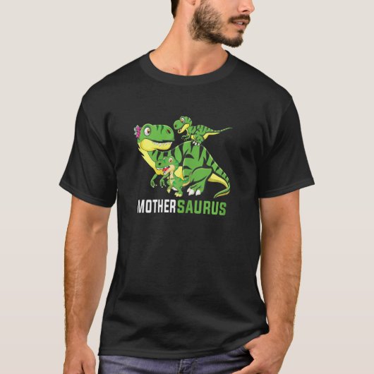 女性mothersaurus可愛い母Saurus恐竜フー Tシャツ (正面)