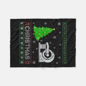 女性MRI技術クリスマスツリー照明醜いクリスマス フリースブランケット (正面(横))
