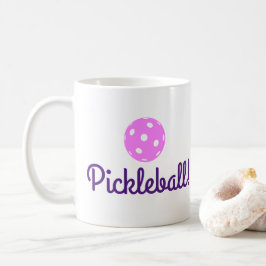 女性Pickleballコーヒー・マグ(ピンクおよび紫色) コーヒーマグカップ