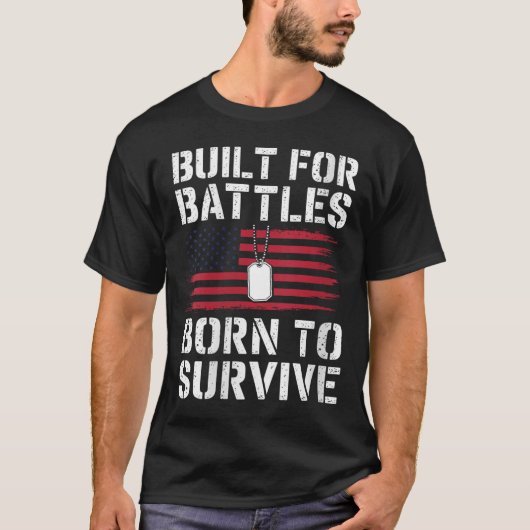 女性PTSD啓発アメリカ国旗戦士支援 Tシャツ (正面)