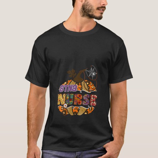 女性STNAナース聴診器看護ハロウィーンPu Tシャツ (正面)