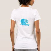 女性Tシャツの青い波 Tシャツ (裏面)