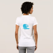 女性Tシャツの青い波 Tシャツ (裏面フル)