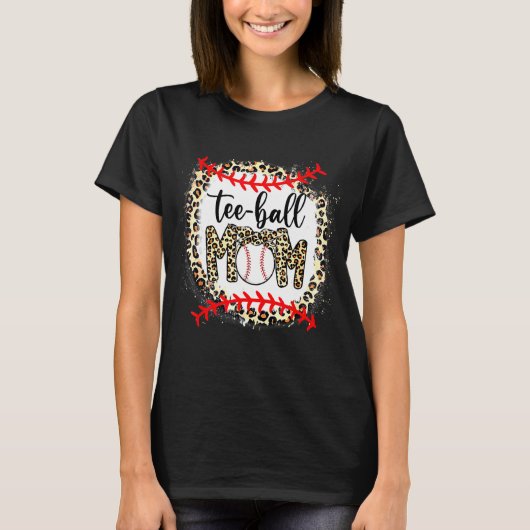 女性TeeballママLeopard BallママMother's Day Tシャツ (正面)