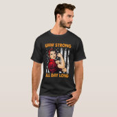 女性Uaw Strike Red Tee自動統一された労働者ピック Tシャツ (正面フル)