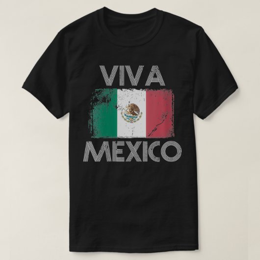 女性VIVAメキシコヴィンテージ国旗メカ誇りを持ったンラテン Tシャツ (デザイン正面)