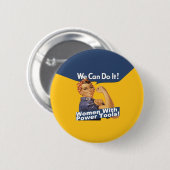 女性wの動力工具ボタン 缶バッジ (正面&裏面)