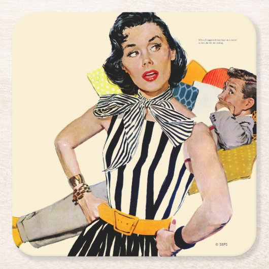 女性Was Insulted 2 スクエアペーパーコースター (正面)