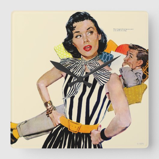 女性Was Insulted 2 スクエア壁時計 (正面)