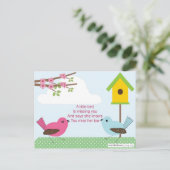 女恋しく思の子の詩：鳥小屋と2羽の鳥 ポストカード (スタンド正面)