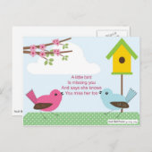 女恋しく思の子の詩：鳥小屋と2羽の鳥 ポストカード (正面/裏面)