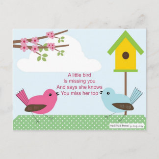 女恋しく思の子の詩:鳥小屋と2羽の鳥 ポストカード