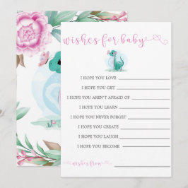 女恐竜ピンク牡丹の願いベビー招待状