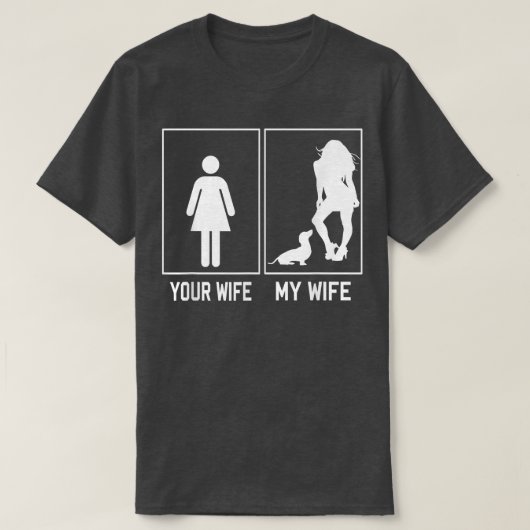 女房が旦那にダチュンドおもしろいンを Tシャツ (デザイン正面)