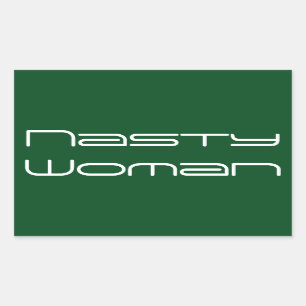 女扱いにく性、緑の未来的な白い文字 長方形シール