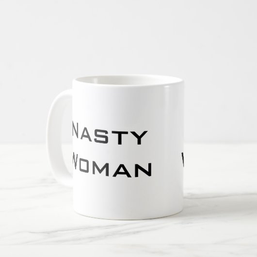 女扱いにく黒はっきりした文字 コーヒーマグカップ (正面左)