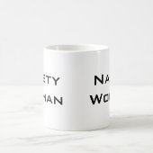 女扱いにく黒はっきりした文字 コーヒーマグカップ (中央)