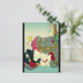 女日本のと猫 ポストカード (スタンド正面)