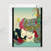 女日本のと猫 ポストカード (正面/裏面)