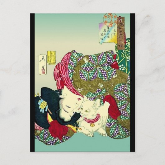 女日本のと猫 ポストカード (正面)