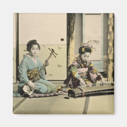 女日本のの子遊は笛「琴」とサミス マグネット (正面)