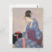 女日本のプリント裁縫 ポストカード (正面/裏面)